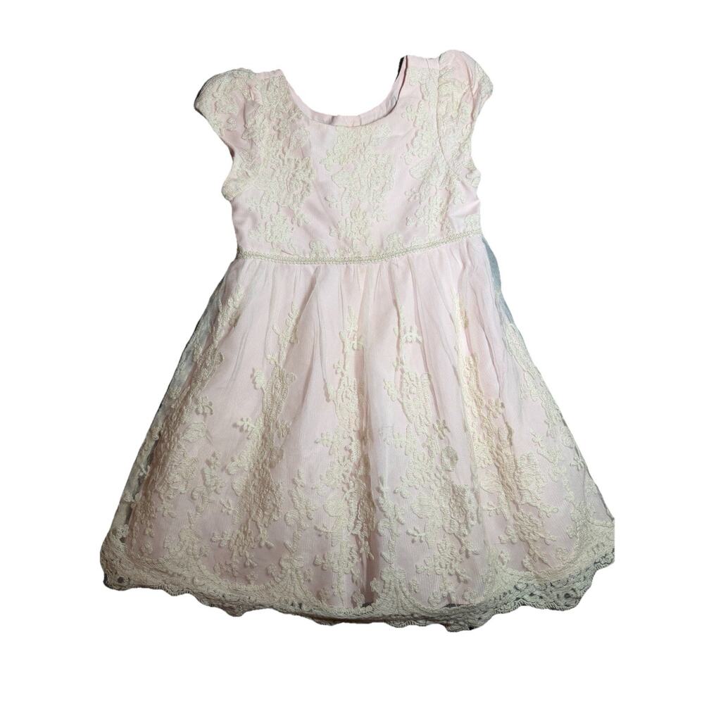 Pippa Julie Girls Pink Lace Dress Size 5 Floral Tulle Party